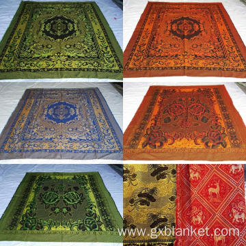 Different design golden color thread jacquard blanket